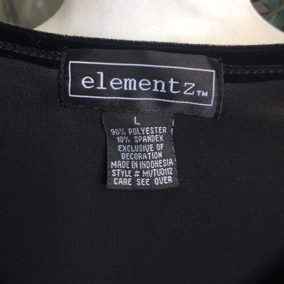 EUC Elementz Long Sleeve Black Velvet Top, L - Picture 4 of 10